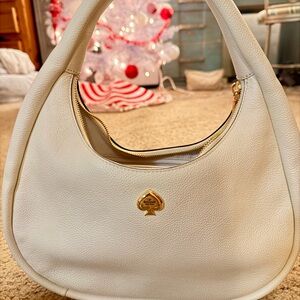 Kate Spade Kayla Crescent White Leather Hobo Bag